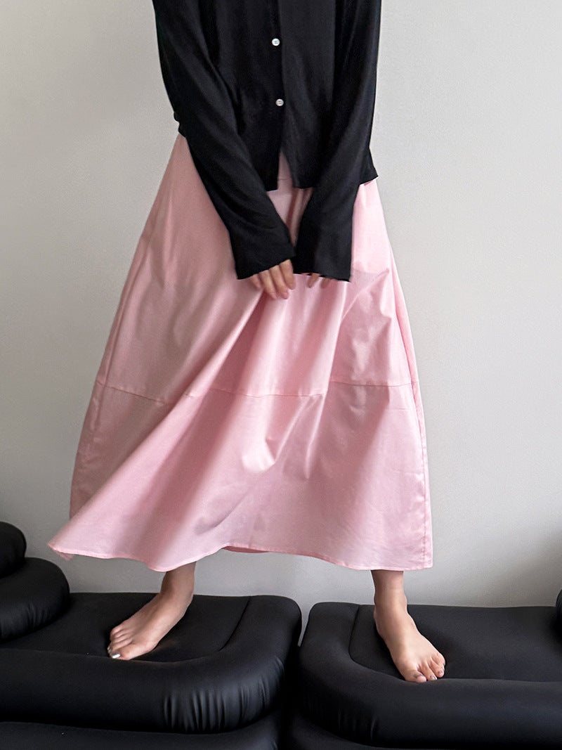 Yellow Skirt High Waist Slimming A- Line Skirt Loose Cover - kinko