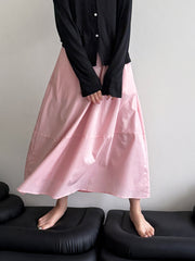 Yellow Skirt High Waist Slimming A- Line Skirt Loose Cover - kinko