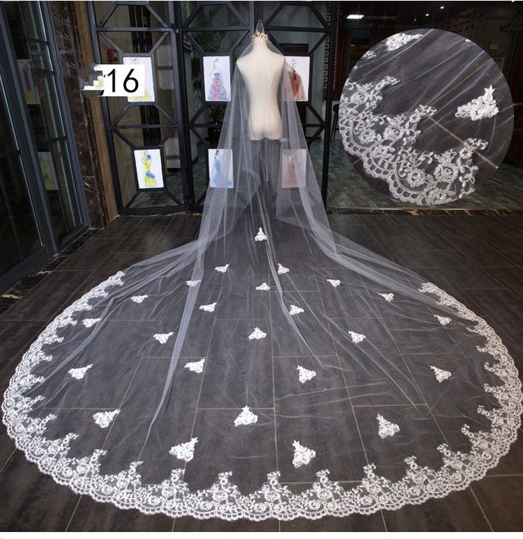 Bridal Wedding Dress Long Tail Luxury Super Fairy Wedding Veil - kinko