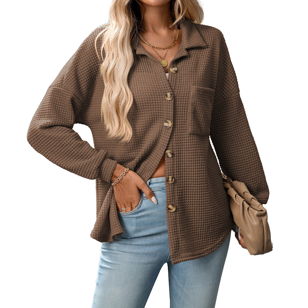 Loose Waffle Leisure Commute All-matching Shirt - kinko