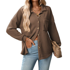 Loose Waffle Leisure Commute All-matching Shirt - kinko