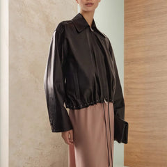 Drawstring Hem Zip Up Jacket - kinko