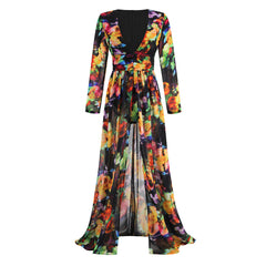 V-neck Split Comfort And Casual Dress - kinko