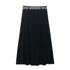 Belt Linen Blend Midi Skirt Skirt - kinko