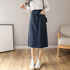 Elastic Waist Loose Slimming Autumn And Winter New Plus Size Women's Skirt - kinko