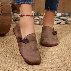 Herbstliche flache Freizeitschuhe für Damen, runde, weiche Loafer mit niedrigem Schaft