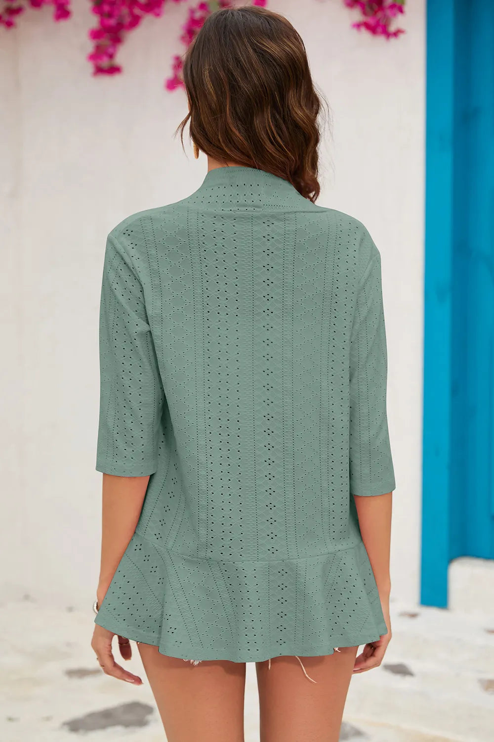 Eyelet Open Front Cardigan - kinko