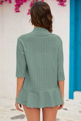 Eyelet Open Front Cardigan - kinko