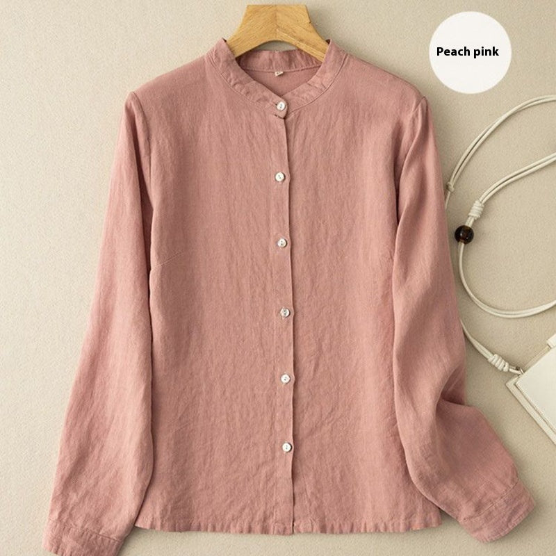 Retro Loose Cotton-linen Shirt Women - kinko