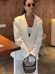Elegant Solid Color Loose Blazer - kinko