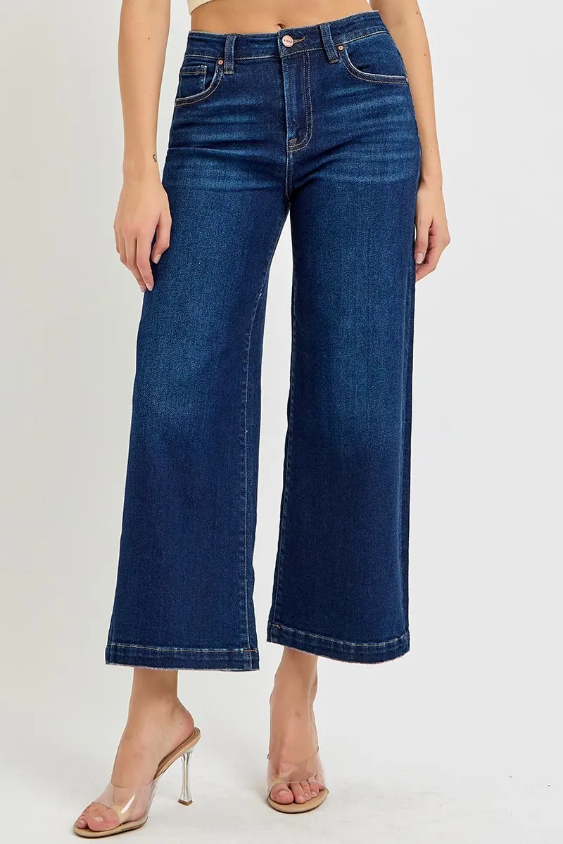 RISEN High Rise Crop Wide Jeans - kinko