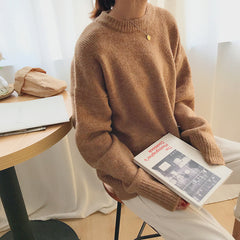 Fall Winter Relaxed Slouchy Round Neck Pullover Solid Top