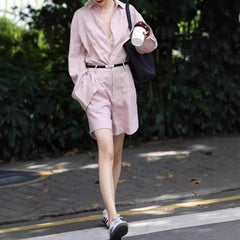 Cotton Linen Linen Top And Shorts Two-piece Set For Women - kinko