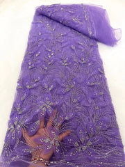 Ribbon Flower Beaded Tulle Lace Fabric Cocktail Party Occasion Evening Dress Embroidered Cloth Lace - kinko