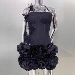 Bandage Vest Flower Evening Dress Two-piece Suit - kinko