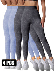 4PACK Sand-washed Seamless Yoga Pants - kinko
