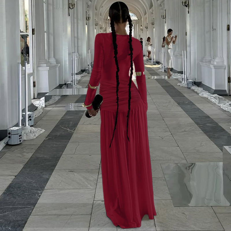 New Stylish Temperament Long Sleeves Top Slim Fit Pleated Skirt Suit - kinko