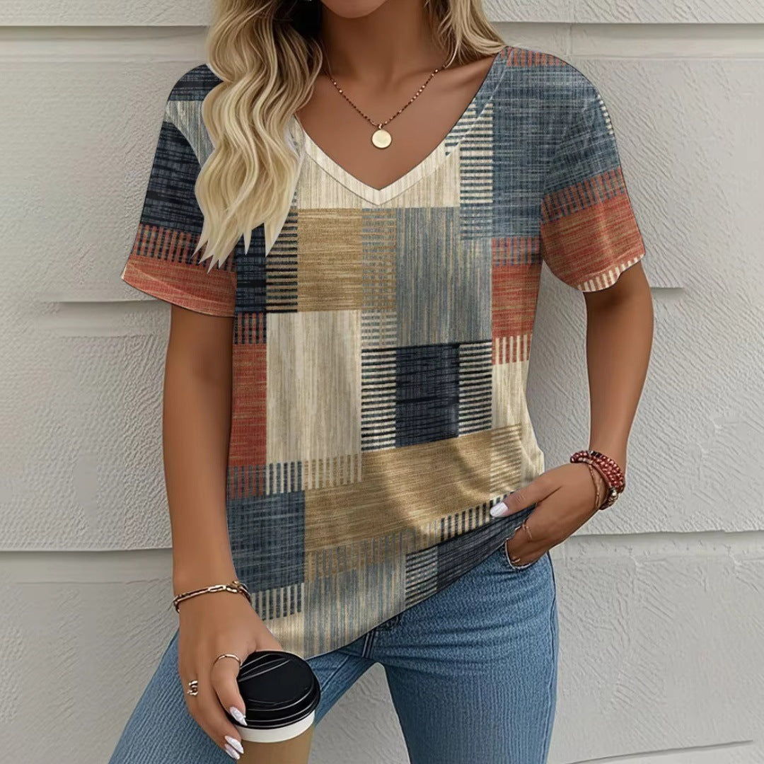 Summer New Casual Multicolor Design Women's T-shirt - kinko