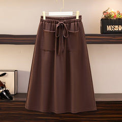 Elastic Waist Loose Slimming Autumn And Winter New Plus Size Women's Skirt - kinko