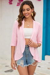 Eyelet Open Front Cardigan - kinko