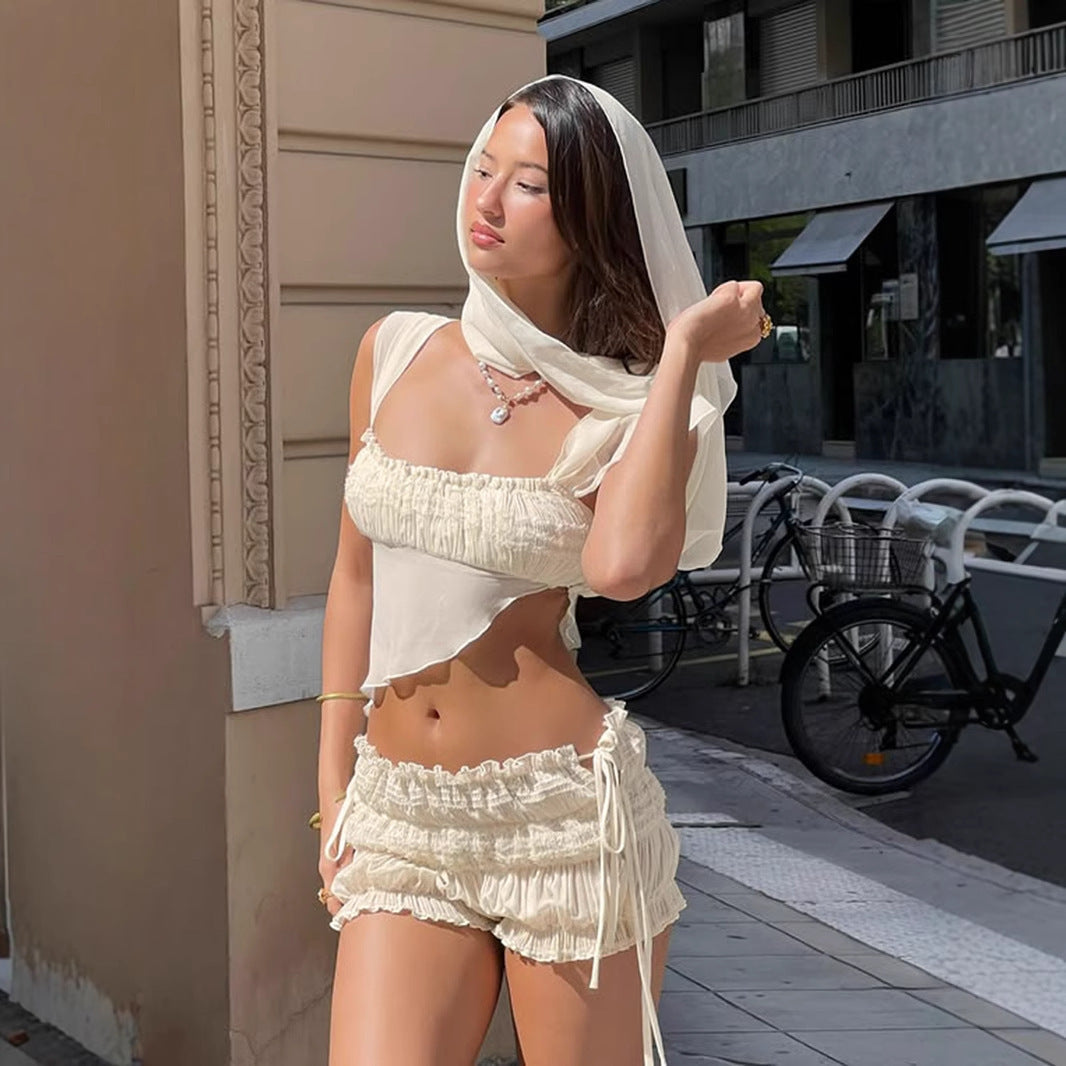 Irregular Bud-waisted Shorts Hot Pants For Hot Girls Sexy Lacing - kinko