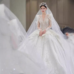 Bride Main Yarn Long Sleeve Heavy Industry Trailing French Retro Advanced - kinko