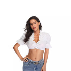 Bavarian Beer Festival Costume Women's Ethnic Shirt Small White Jersey - kinko