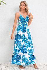Printed Surplice Maxi Cami Dress - kinko
