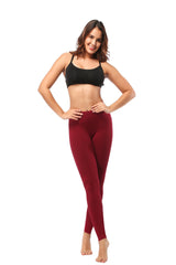 Leggings - Cropped Low-rise Solid Burgundy - kinko