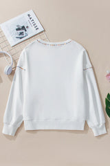 Sequin Football Round Neck Long Sleeve Sweatshirt - kinko