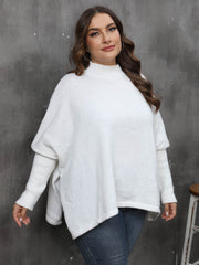 Women's Pullover Plus Size Loose Split Batwing Sleeve Half Collar Top - kinko
