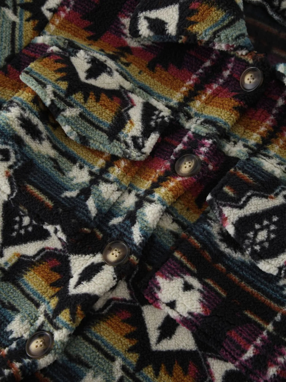 Geometric Dropped Shoulder Balloon Sleeve Outerwear - kinko