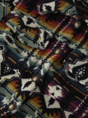 Geometric Dropped Shoulder Balloon Sleeve Outerwear - kinko