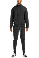 WEIV Men's Full Size Zip Up Track Jacket and Pants Set Plus Size - kinko