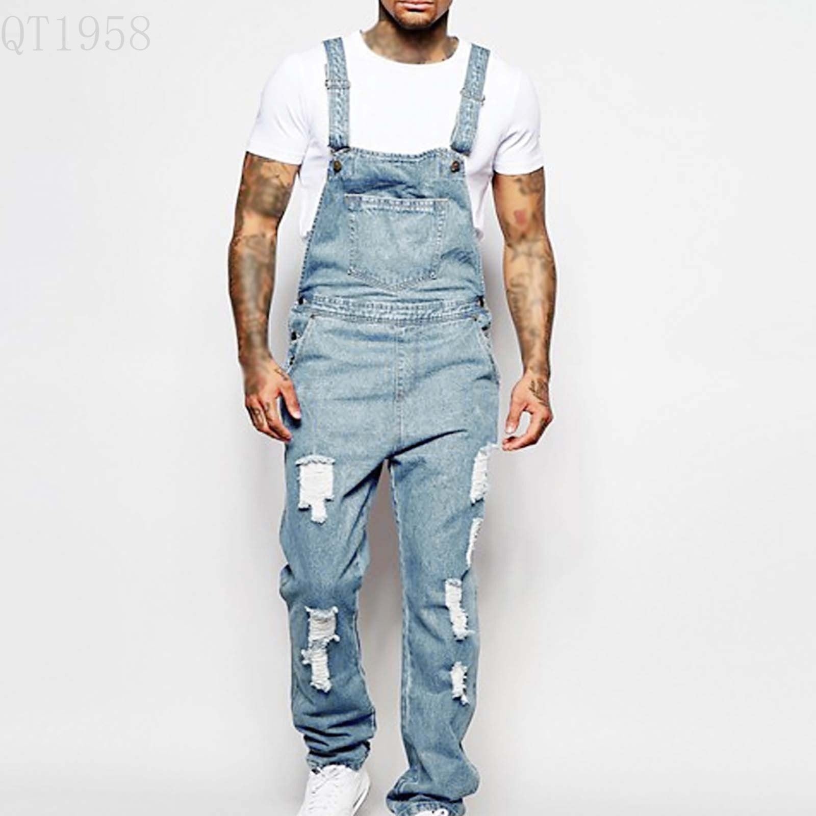 Fashion Men's Sling Denim Romper - kinko