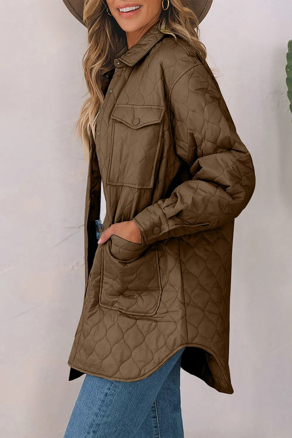 Snap Down Collared Winter Coat - kinko
