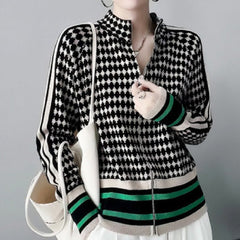 Fashion Plaid Sweater Sweater Coat