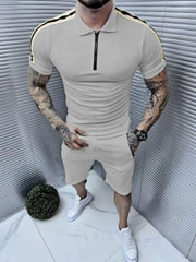 Men's Collared Neck Short Sleeve Top and Shorts Set - kinko