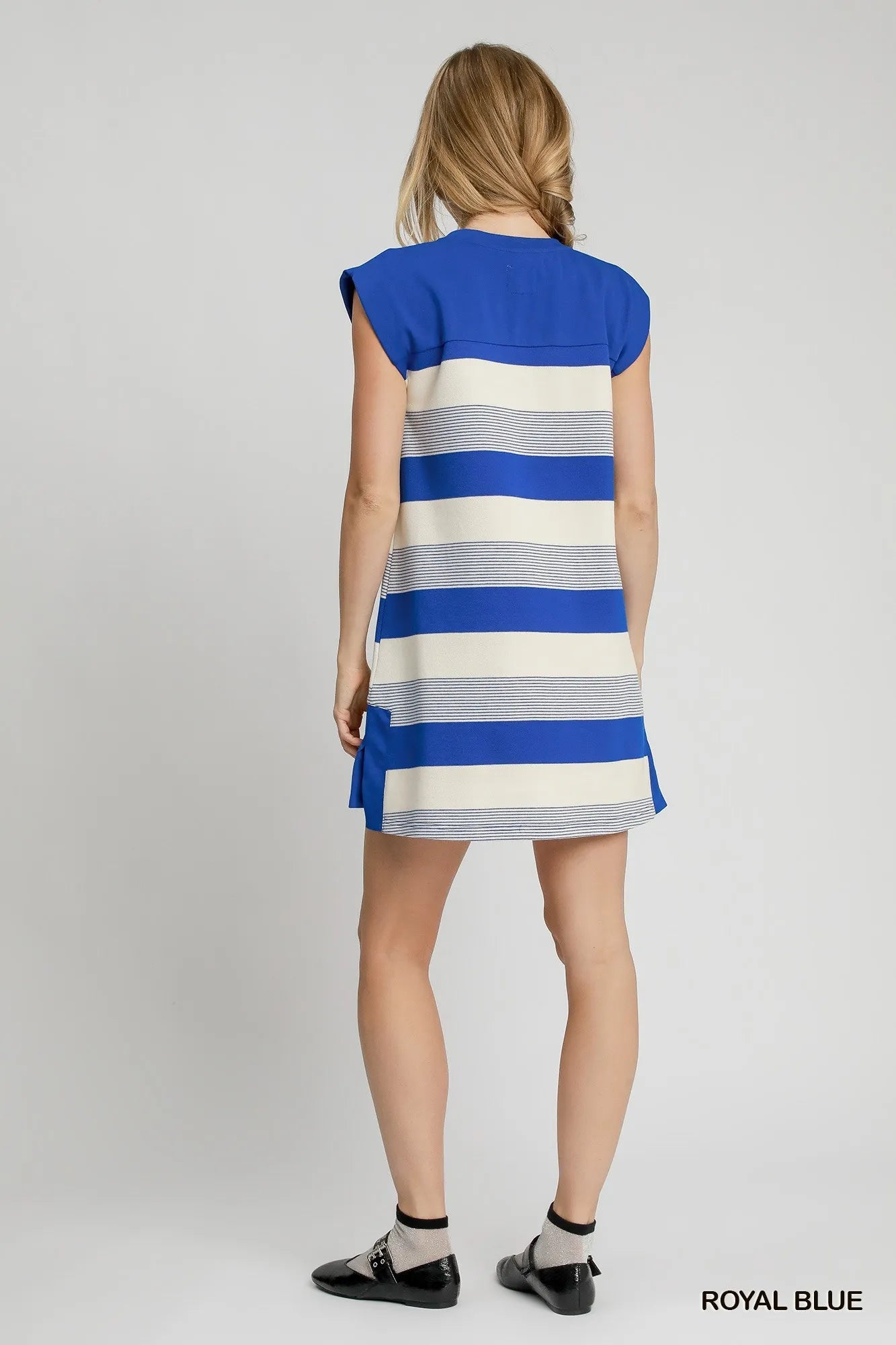 Umgee French Terry Side Slit Striped Mini Dress - kinko