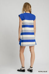 Umgee French Terry Side Slit Striped Mini Dress - kinko