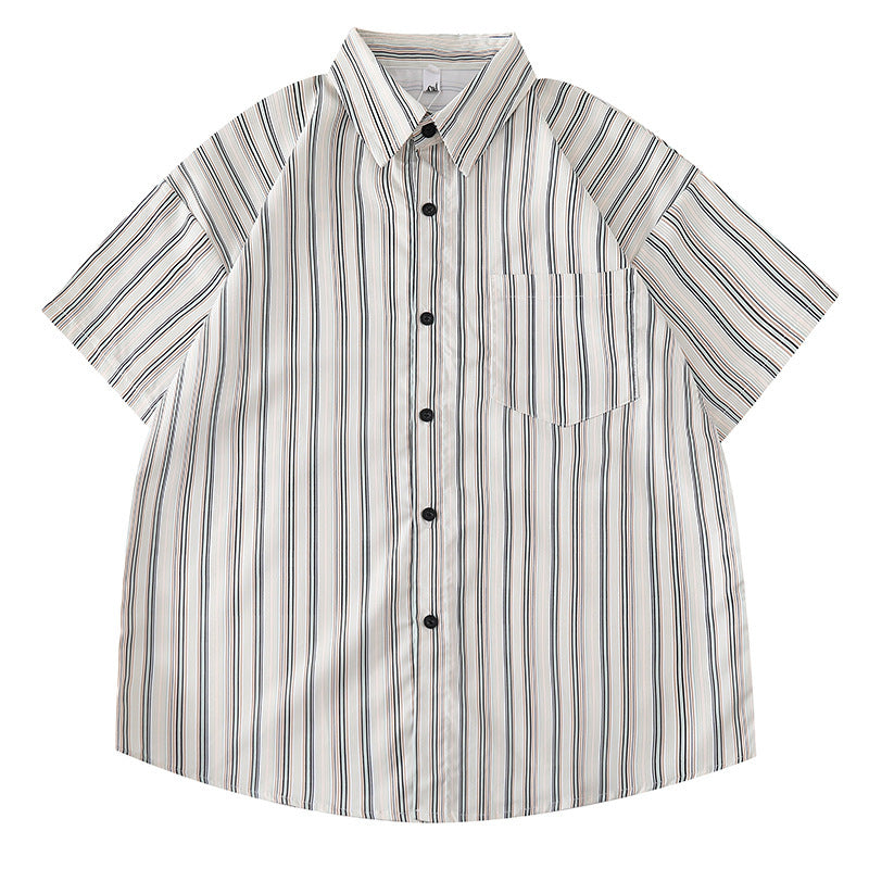 Women's Design Retro Hong Kong Style Printed Short-sleeved Shirt - kinko