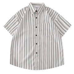 Women's Design Retro Hong Kong Style Printed Short-sleeved Shirt - kinko