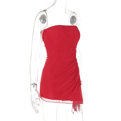 Y2K Tube-top Split Dress Summer Ins Fashion Backless Short Dresses For Women - kinko