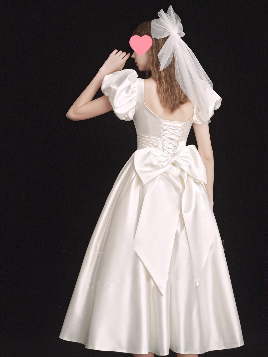 French Light Wedding Dress Satin Vintage Trip Shoot Bridal Gown Dress - kinko