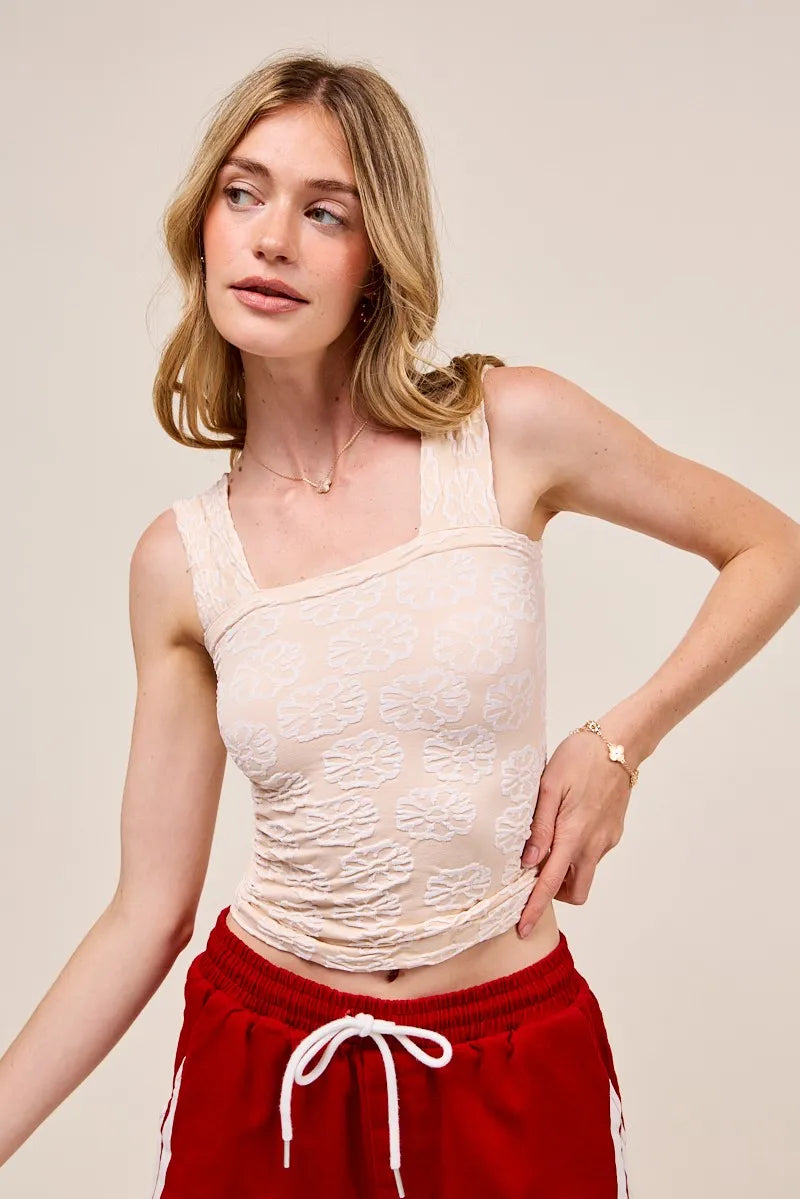 SO ME Two Tone Floral Seamless Tank Top - kinko