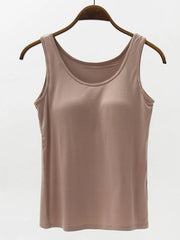 Full Size Wide Strap Modal Tank with Bra - kinko