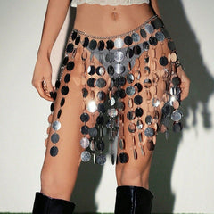Skirt Geometric Hand Stitching Sequin Skirt - kinko