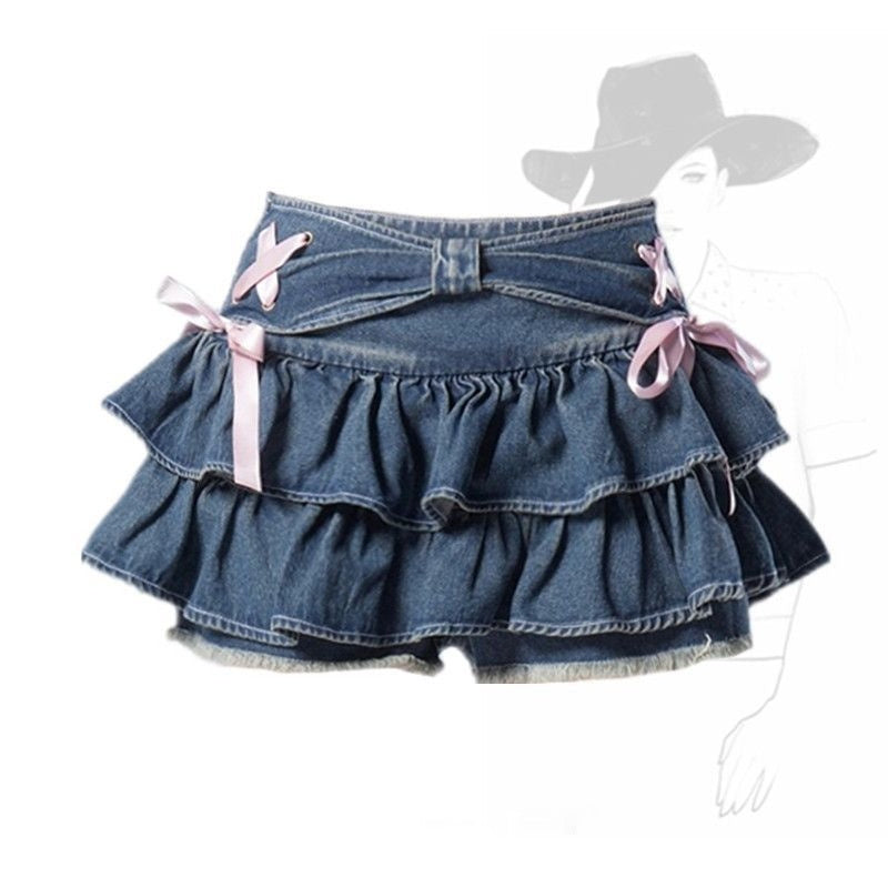 Plump American Retro Hot Girl Denim Skirt - kinko