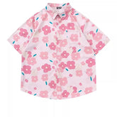 Women's Design Retro Hong Kong Style Printed Short-sleeved Shirt - kinko