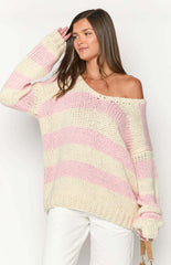 Fall Winter Fashion Casual Loose Knitted Sweater Oblique Shoulder